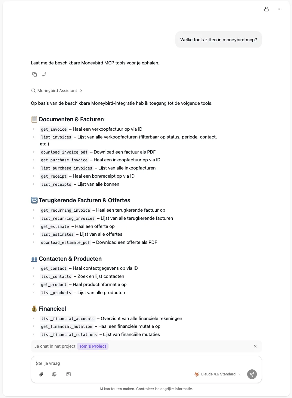 Moneybird integratie in Zoef